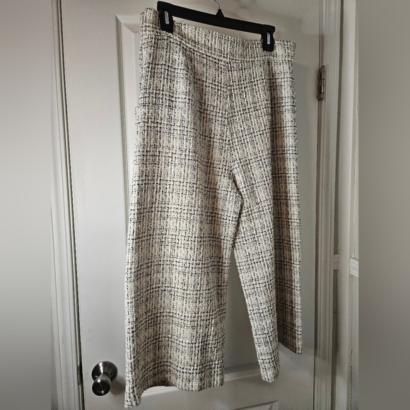 Zara Sam High Rise Plaid Tweed wide leg Culottes Pants - Picture 8 of 8